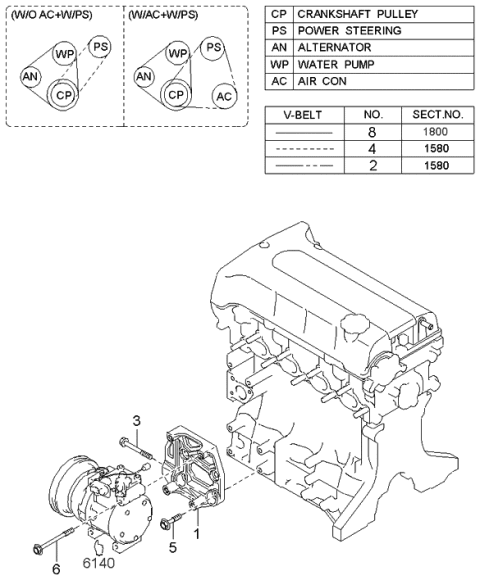 2002 Kia Spectra Bracket-Pulley & Belt Diagram