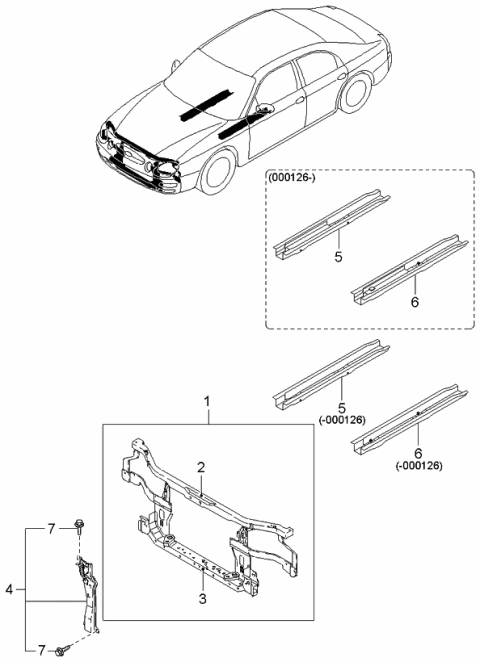 2000 Kia Spectra Panel-Front Diagram 2