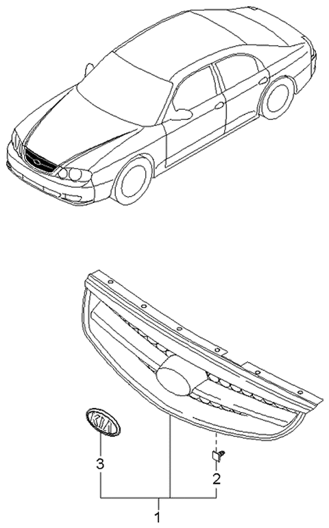 2004 Kia Spectra Radiator Grille Diagram