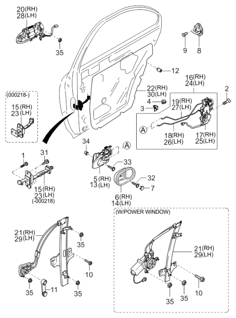 2003 Kia Spectra Screen-Rear Door,RH Diagram for 0K2NA72861