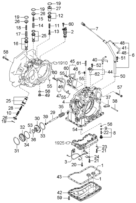 2001 Kia Spectra Transmission Case & Main Control System Diagram