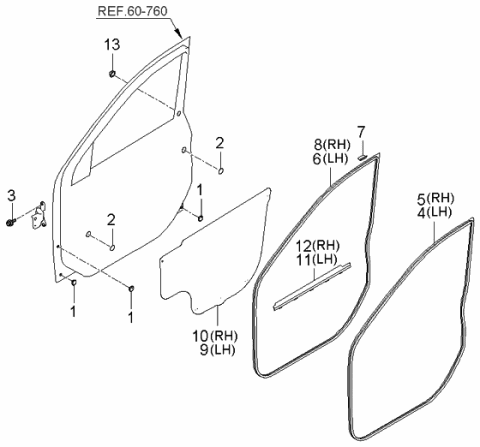 2006 Kia Sorento Screen-Front Door,LH Diagram for 821703E000