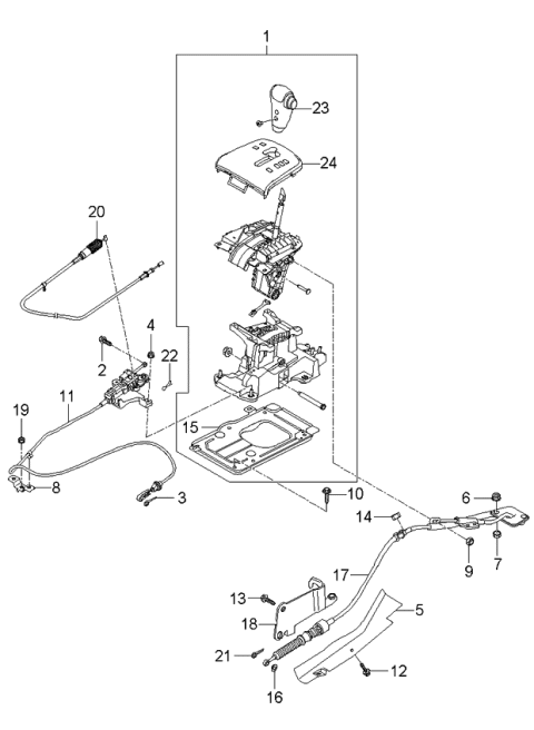 2006 Kia Sorento Lever Complete-Control Diagram for 467003E7708Y