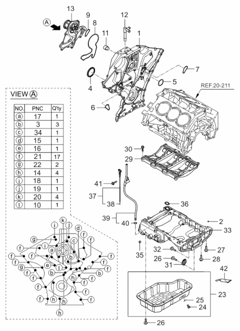 2006 Kia Sorento Cover-Timing Chain,F Diagram for 213513C730