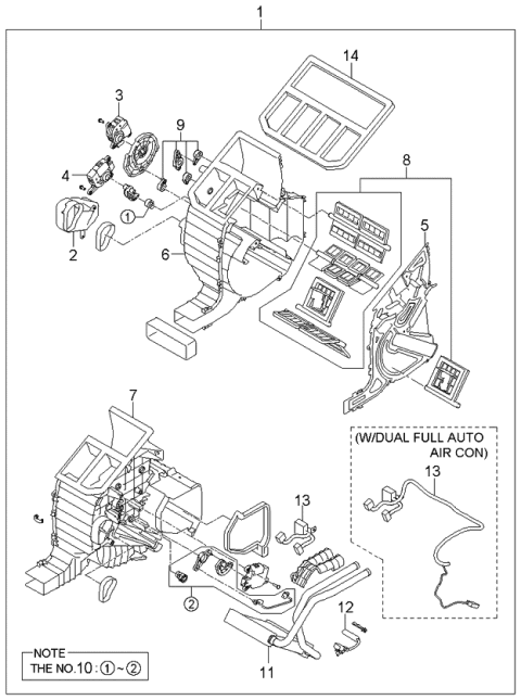 2006 Kia Sorento Temperature Actuator Assembly Diagram for 972263E260