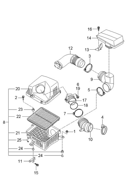 2006 Kia Sorento Air Cleaner Assembly Diagram for 281103E500