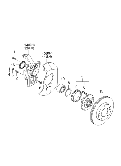2006 Kia Sorento Front Axle Knuckle Left Diagram for 517153E350