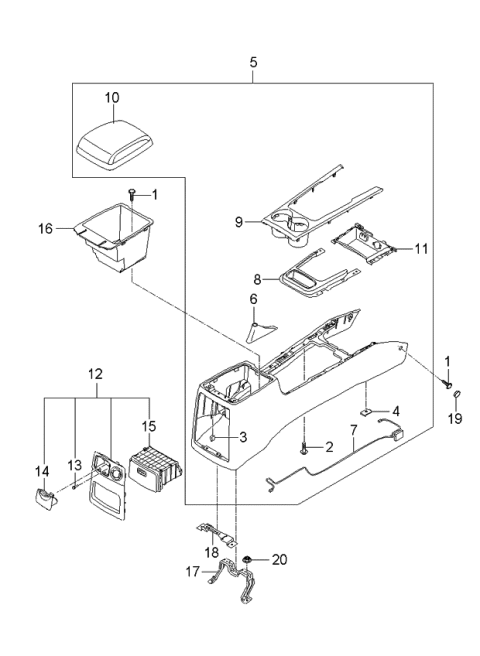 2006 Kia Sorento New Body Style (Produced Before SEP.2006) Console-Floor Diagram