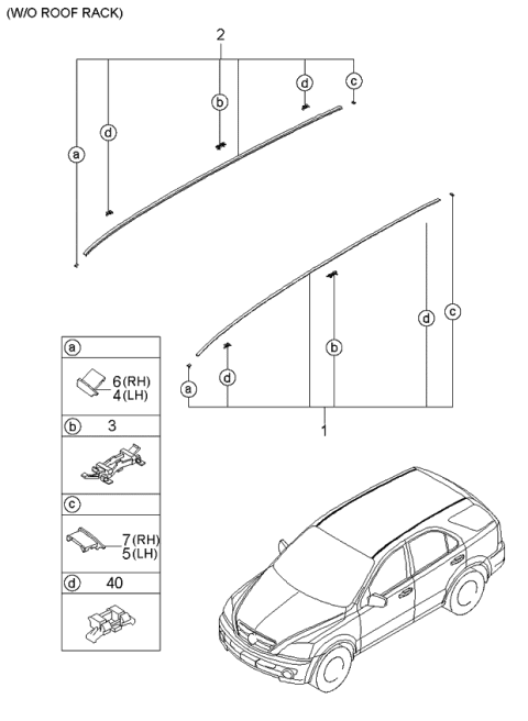 2006 Kia Sorento Piece-Roof GARNISH E Diagram for 872193E000