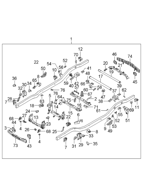 2006 Kia Sorento Bracket-Radiator Mounting,Lower ,RH Diagram for 624823E000