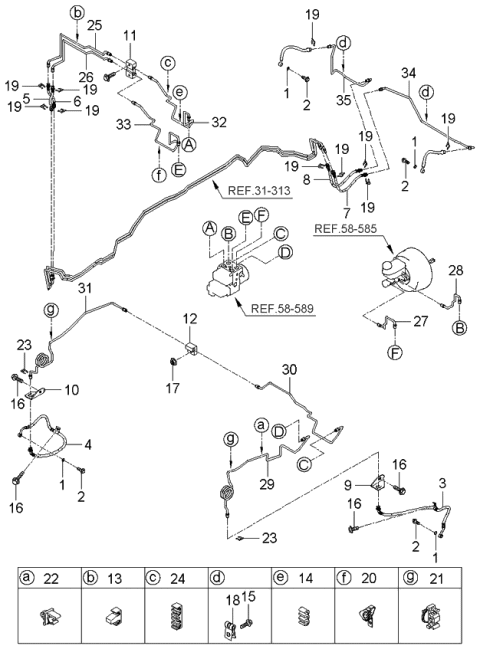 2006 Kia Sorento Tube-Master Cylinder To Hydraulic Unit Diagram for 587113E150