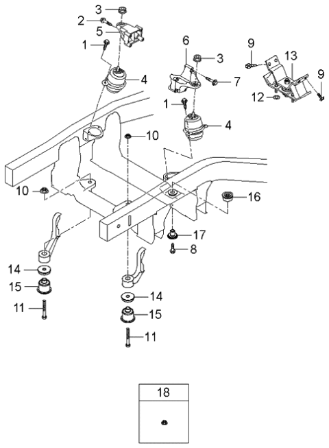 2006 Kia Sorento Engine & Transaxle Mounting Diagram
