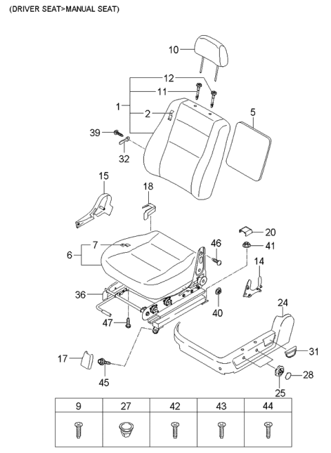 2006 Kia Sorento Cushion Assembly-Front Seat Diagram for 881013E600FC3