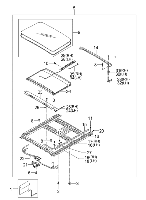 2006 Kia Sorento Sunroof Diagram 1