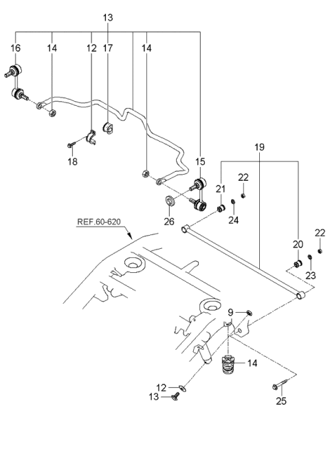 2006 Kia Sorento Stabilizer Bar Bush Diagram for 555133E000
