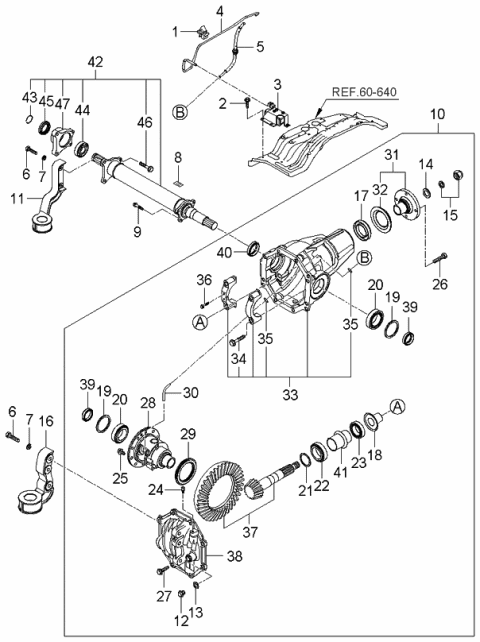 2006 Kia Sorento New Body Style (Produced Before SEP.2006) Axle-Front Diagram 1