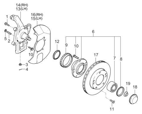 2006 Kia Sorento Disc-Front Wheel Brake Diagram for 517123E700