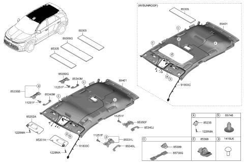 2023 Kia Niro EV Sunvisor & Head Lining Diagram