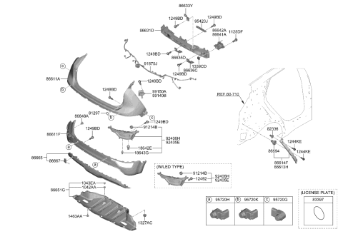 2023 Kia Niro EV LAMP ASSY-REAR FOG Diagram for 92405AT100