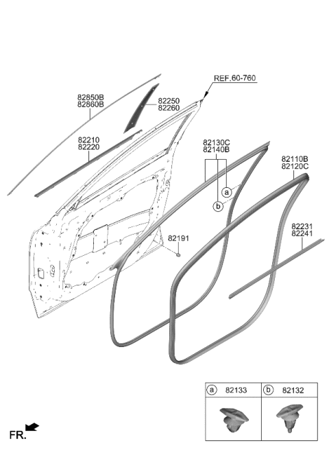 2024 Kia Niro EV GARNISH ASSY-DR FRAM Diagram for 82260AT000