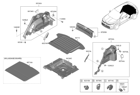 2024 Kia Niro EV TRIM ASSY-RR TRANSVE Diagram for 85770AT000EWR