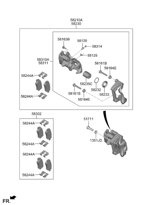 2023 Kia Niro EV PAD KIT-REAR DISC BR Diagram for 58302AOA00