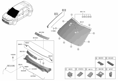 2024 Kia Niro EV GLASS-WINDSHIELD Diagram for 86111AT270