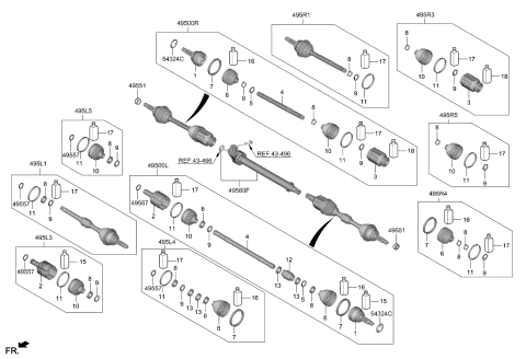 2024 Kia Niro EV BOOT KIT-DIFF SIDE,L Diagram for 495L5AO000