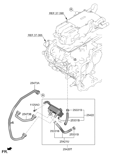 2023 Kia Niro EV MOTOR OIL COOLER ASSY Diagram for 254N0AO000