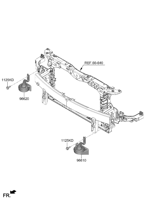 2023 Kia Niro EV HORN ASSY-LOW PITCH Diagram for 96611AT000