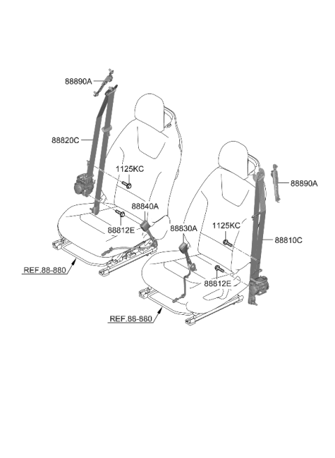 2023 Kia Niro EV Belt-Front Seat Diagram
