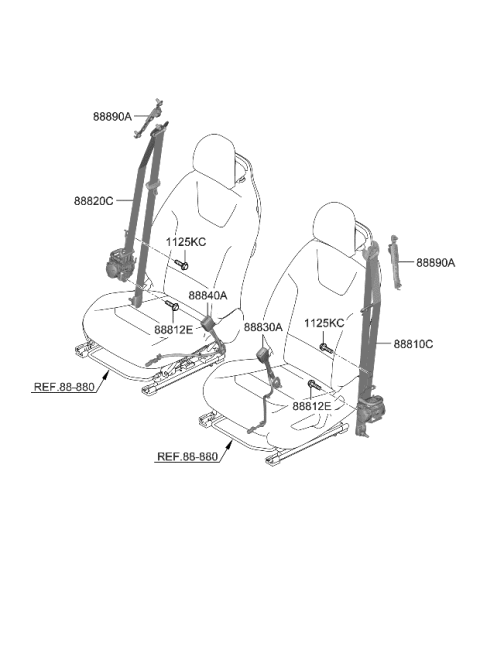 2024 Kia Niro EV S/BELT ASSY-FR RH Diagram for 88820AO500CCV