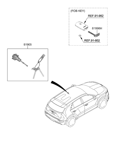 2024 Kia Niro EV KEY & CYLINDER SET-L Diagram for 81905AT050