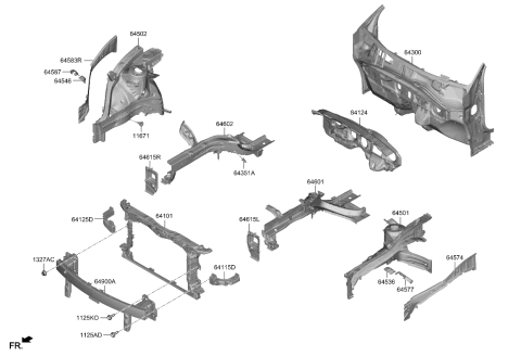 2023 Kia Niro EV BEAM COMPLETE-FR BUM Diagram for 64900AO100