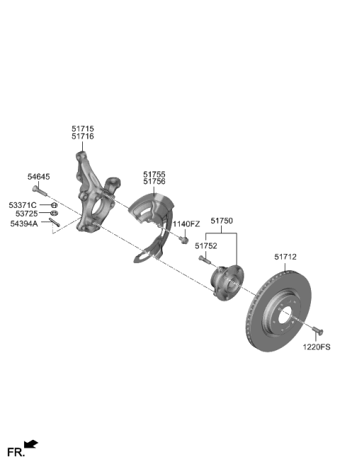 2023 Kia Niro EV KNUCKLE-FRONT AXLE,R Diagram for 51711AO000