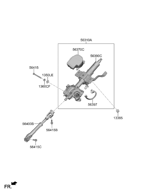 2023 Kia Niro EV Steering Column & Shaft Diagram