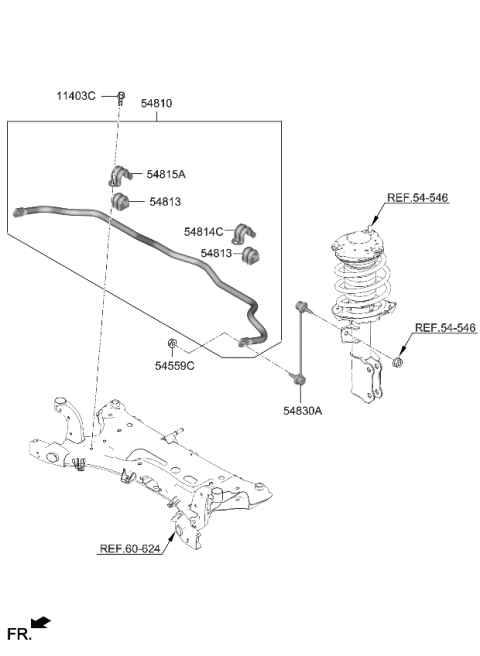 2024 Kia Niro EV BAR ASSY-FR STABILIZ Diagram for 54810AA100