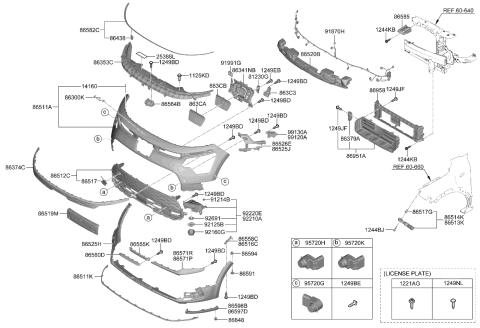 2023 Kia Niro EV PIECE-FR BUMPER,RH Diagram for 86598AO000