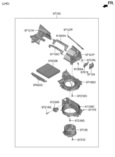 2024 Kia Niro EV BLOWER UNIT Diagram for 97100AO010