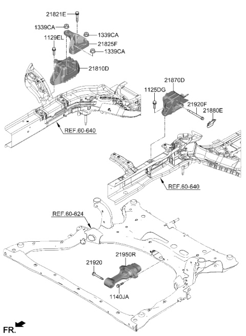 2024 Kia Niro EV BRACKET ASSY-ROLL RO Diagram for 21950AO000