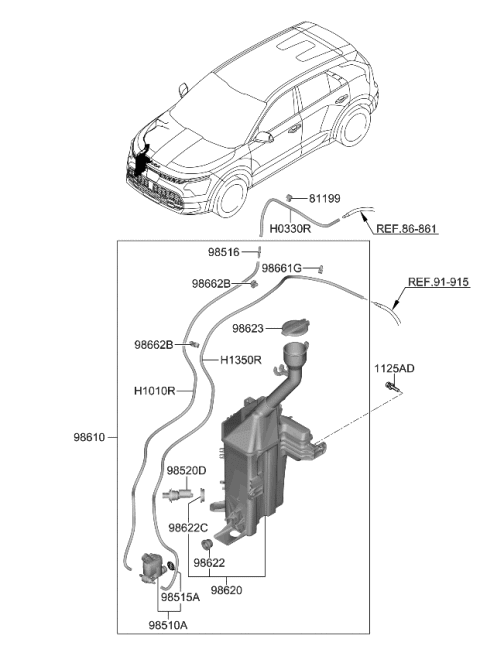 2024 Kia Niro EV RESERVOIR & PUMP ASSY Diagram for 98610AT100
