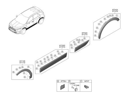 2024 Kia Niro EV Body Side Moulding Diagram