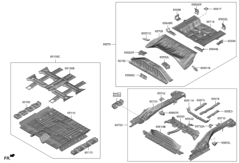 2024 Kia Niro EV EXTN-RR FLOOR FR FIL Diagram for 65868AO000