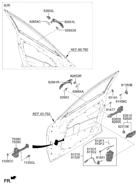 2023 Kia Niro EV Pad-Fr Dr O/S HDL Co Diagram for 82664S9000