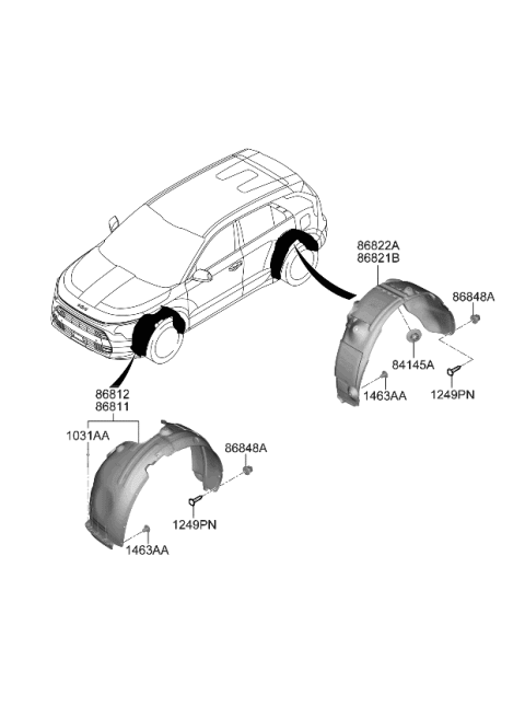2024 Kia Niro EV GUARD ASSY-FRONT WHE Diagram for 86812AO000