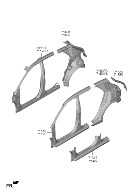 2023 Kia Niro EV Side Body Panel Diagram