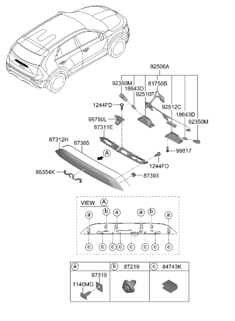 2024 Kia Niro EV Back Panel Moulding Diagram