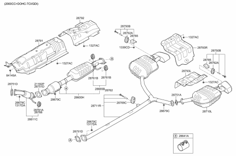 2017 Kia Optima Center Muffler Complete Diagram for 28600C2400