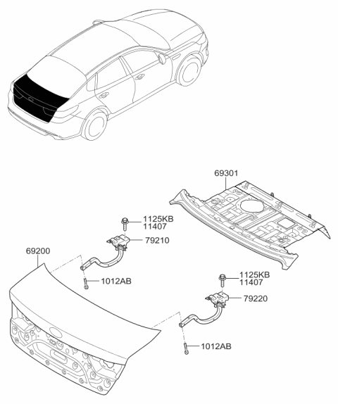 2018 Kia Optima Panel Assembly-Trunk Lid Diagram for 69200D5000