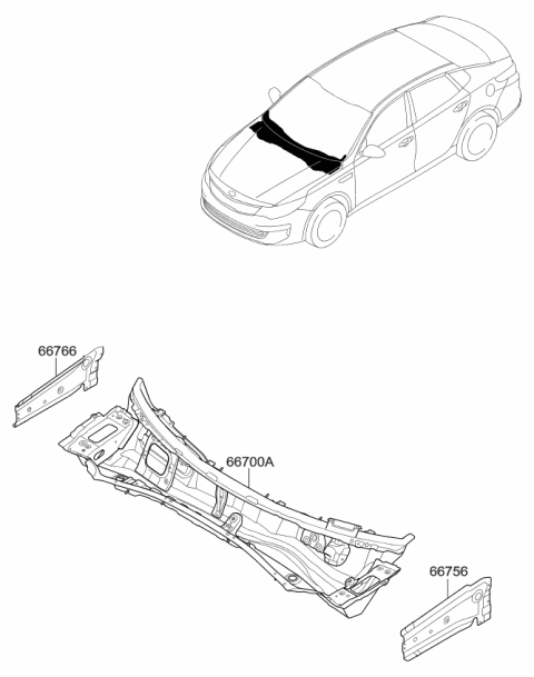 2017 Kia Optima Panel Assembly-COWL Comp Diagram for 66700D5000
